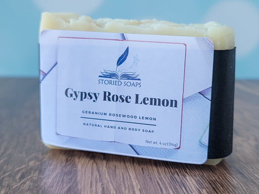 Gypsy Rose Lemon by Storied Soaps - Lemon Geranium Rosewood Hand and Body Soap (discontinued)