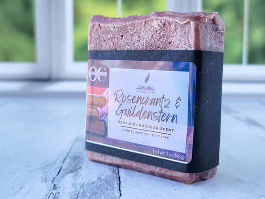 Rosencrantz and Guildenstern by Storied Soaps - Kentucky Bourbon Scented scented - Oversized 7 oz Bar Soap